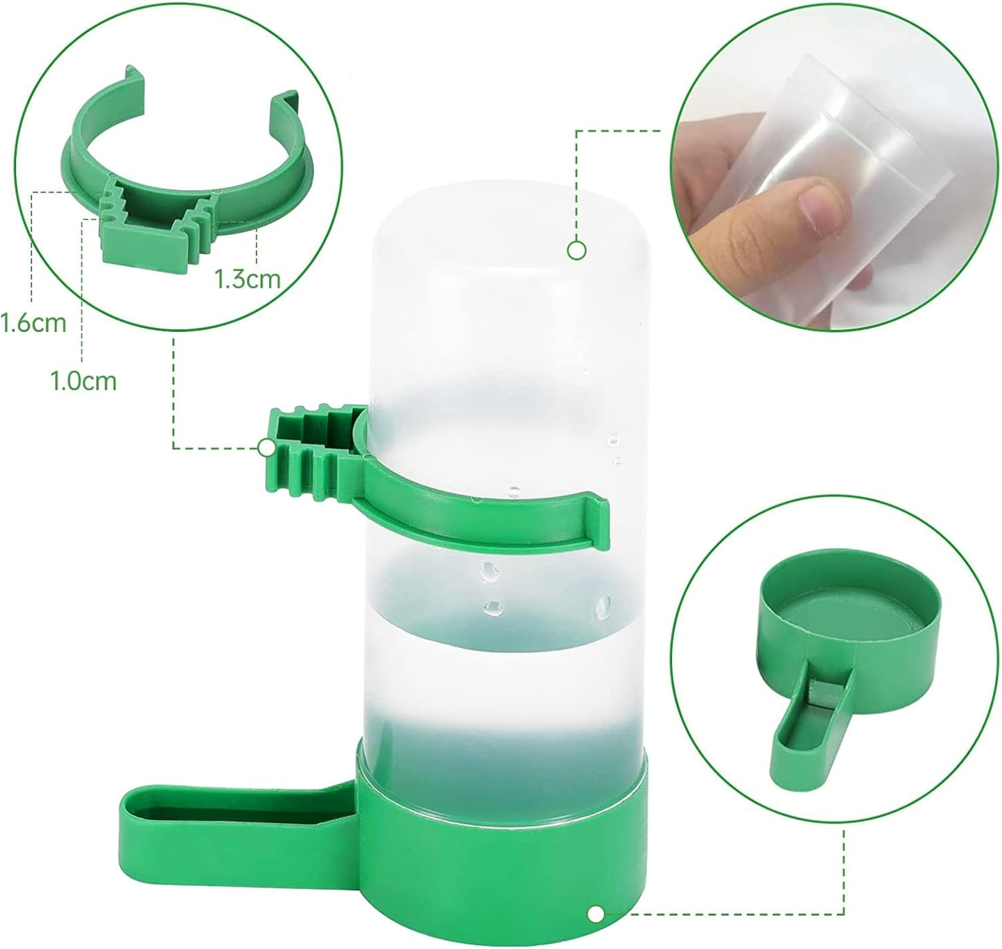 Bird Water Dispenser for Cage, 4pcs Water Bowl 140ml Automatic No Mess Gravity Feeder Watering Supplies for Pet Parrot, Parakeets, Cockatiel, Budgie Lovebirds and Other Birds