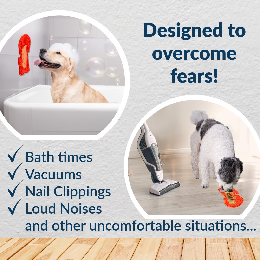 Ultra Suction Multi-Surface Lick Mat for Dogs, Stress Relief, Slow Feeding, Desensitization Training, Salmon & Taupe