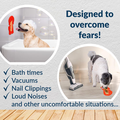 Ultra Suction Multi-Surface Lick Mat for Dogs, Stress Relief, Slow Feeding, Desensitization Training, Salmon & Taupe