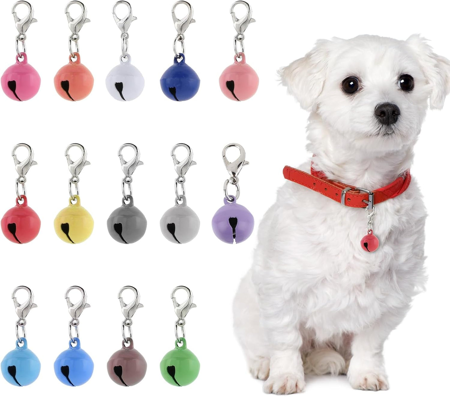 14 Pack Bells for Cat Dog Collars Charms Colourful Pet Small Bells with Clasps Cat and Dog Round Bell Pet Collar Accessories for Collars