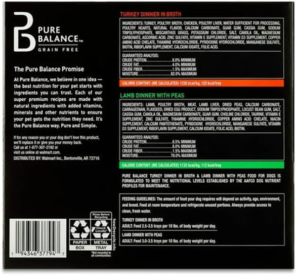 Pure Balance Grain-Free Wet Dog Food Variety Pack, 3.5 oz Trays, 12 Count