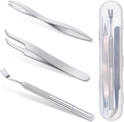 3 in 1 Tick Remover Kit, 3 Pack Stainless Steel Tick Tweezers, Ticks Fork and Portable Storage Case for Cats and Dogs