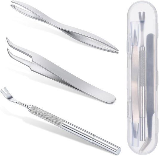 3 in 1 Tick Remover Kit, 3 Pack Stainless Steel Tick Tweezers, Ticks Fork and Portable Storage Case for Cats and Dogs