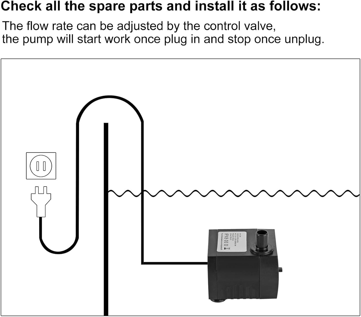 2PCS 95GPH 5W 350L/H Mini Submersible Pump, Small Fountain Pump for Pond, Aquariums, Fish Tank, Tabletop Fountain, Pet Fountain, Indoor or Outdoor Fountain