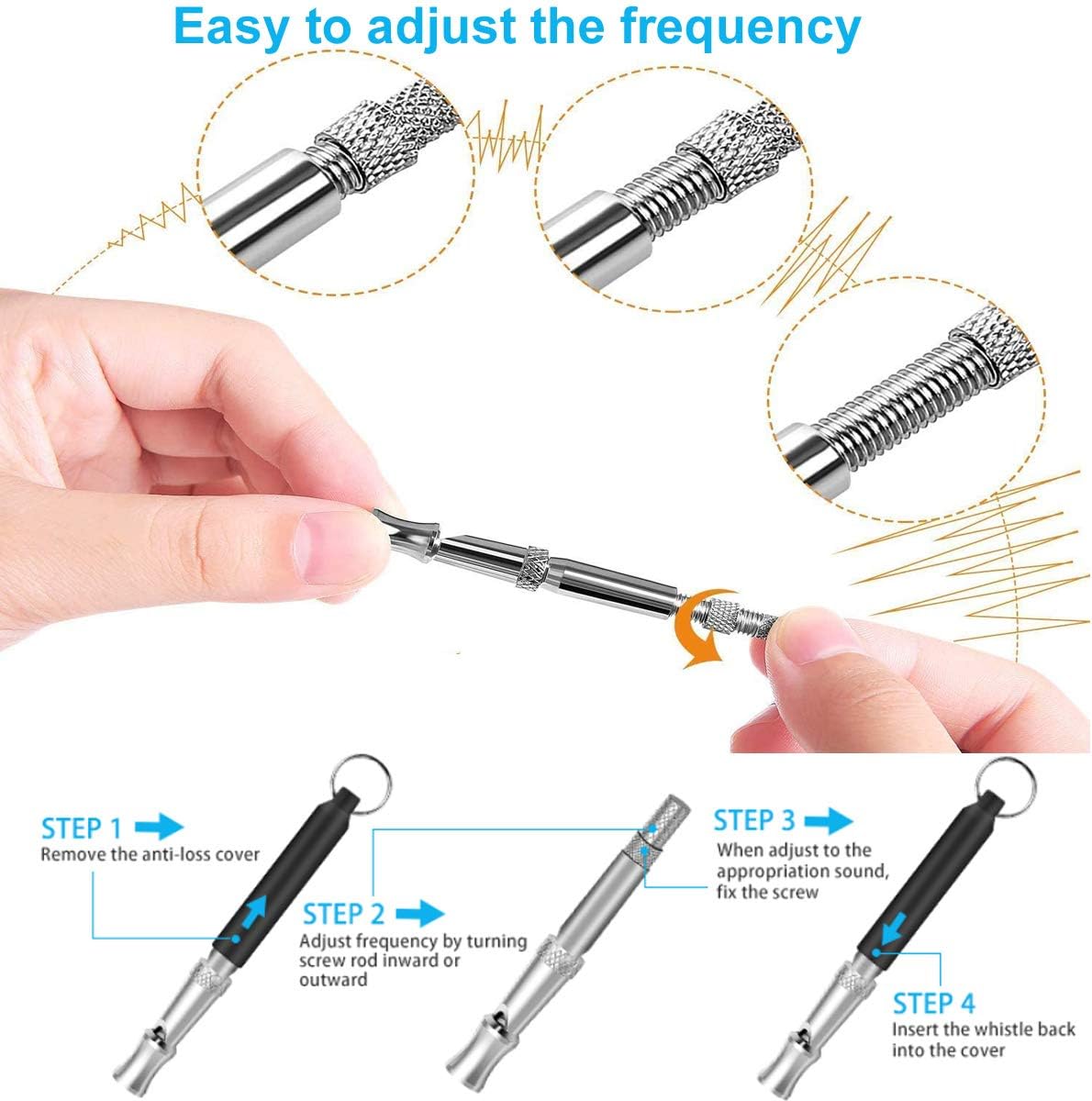 2 Pack Dog Whistle, Dog Whistle to Stop Barking Neighbors Dog, Adjustable Ultrasonic Silent Dog Whistle, Professional Recall Dog Training Whistles, with Lanyard (BD Dog Whistle)