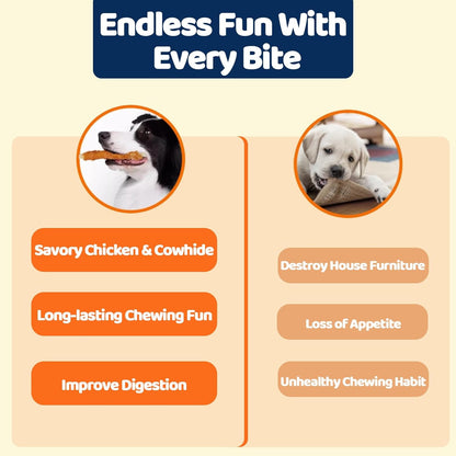 Dog Treats - Chicken Wrapped Rawhide Sticks for Dogs - 5 Inch Natural Dog Chews, High Protein & Low Fat Treats for Small to Large Dogs, Promotes Dental Health - 10.6 oz