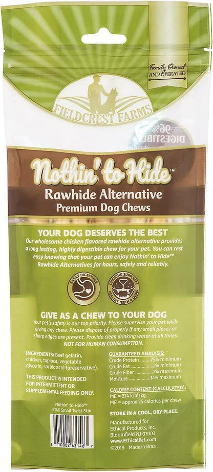 Fieldcrest Farms Nothing to Hide Natural Rawhide Alternative Twist Stix for Dogs - 3 Pack (30 Sticks) Premium Grade Easily Digestible Chews - Great for Dental Health (3 Count (Pack of 1), Chicken)