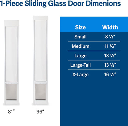 PetSafe Sliding Glass Pet Door - No-Cut DIY Install Doggy Door for Renters - Aluminum Frame - Adjustable Height 75 7/8" to 80 11/16" - Ideal for Large Dogs Up to 100 lb - White