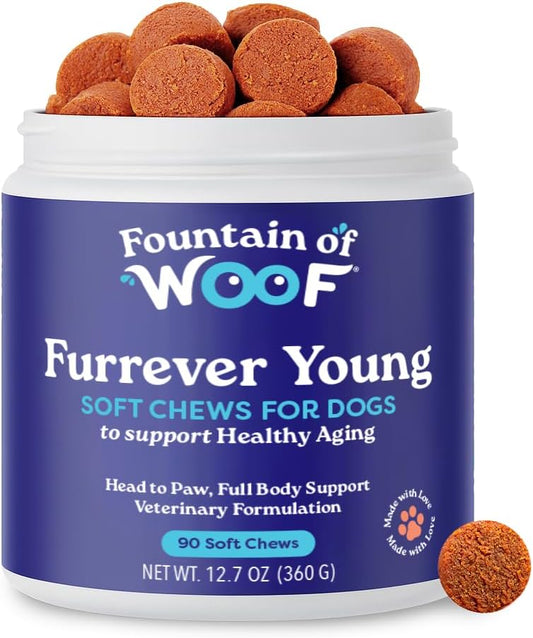 Furrever Young Soft Chews – Senior Dog Healthy Aging Supplement with Antioxidants for Mobility, Immune Health & Cognitive Support – Natural Senilife Alternative (90 Count)