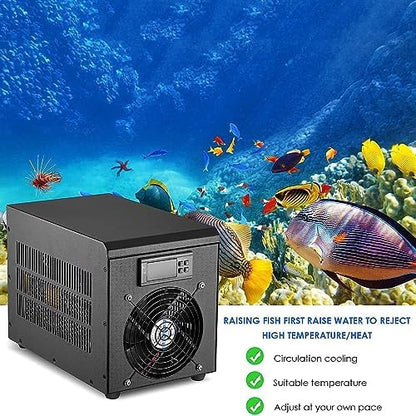 60L Electronic Aquarium Water Chiller Aquarium Digital Fish Tank Cooling Heating Machine 180W 100-240V Cold and Warm Water Machine