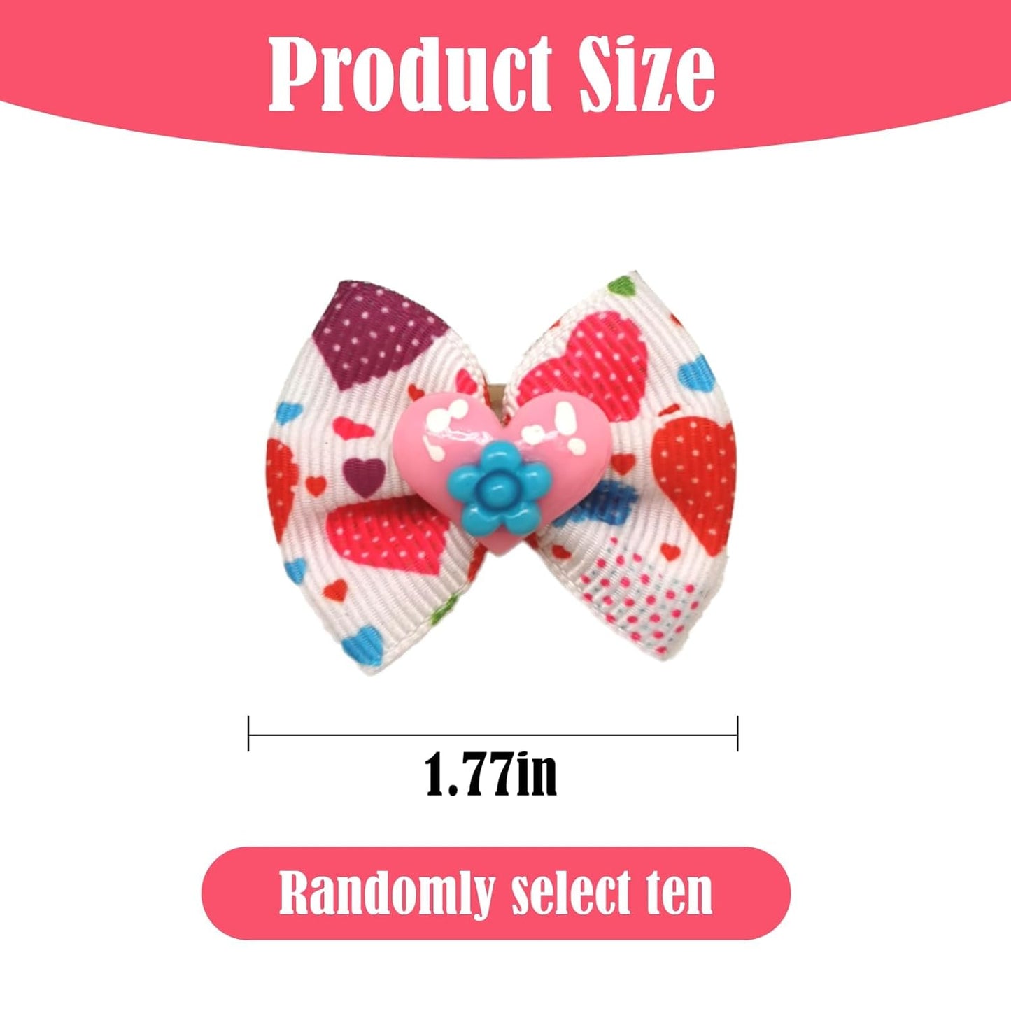 Valentines Day Dog Bows for Pet Grooming - 10Pcs Valentines Dog Hair Bows with Rubber Bands,Valentines Dog Bows Valentine Hair Bows for Dogs,Dog Hair Accessories for Puppy Small Girl Dogs