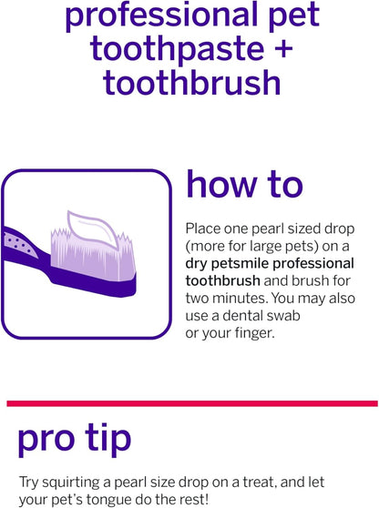 Petsmile Professional Pet Teeth Brushing Kit for Cats & Dogs - Only VOHC Accepted Toothpaste & Patented Toothbrush - Proven to Control Plaque & Tartar Calprox Formula (Rotisserie Chicken, 2.5 Oz)