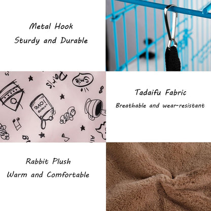 Pet Hammock with Adjustable Straps and Hooks Hanging Sleeping Bed Double Layer for Guinea Pig Squirrel Hamster Kittens Cats Small Animal Cage