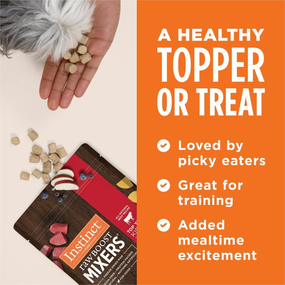 Instinct Raw Boost Mixers, Freeze Dried Dog Food Topper, Grain Free Recipe - All Natural Beef, 25 oz. Bag