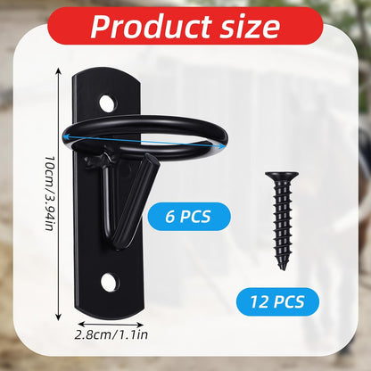 6 Pcs Bucket Hooks for Horses Black Metal Equestrian Water Bucket Hook Hangers Horse Stalls Feed Barn Farmhouse Supplies