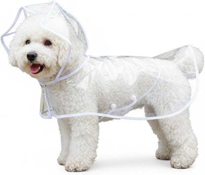 2Pcs Transparent Dog Raincoat for Small Medium Dogs, Waterproof Pet Hooded Poncho with Adjustable Snaps and Leash Hole Portable Dog Raining Coat for Bichon Poodle Medium 3.3-5.1lbs