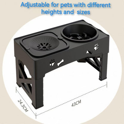 Kaiyue Elevated Dog Bowls with No Spill pet Water Bowl 4 Height Adjustable Raised Dog Bowl ，2-in-1 Elevated Slow Feeder