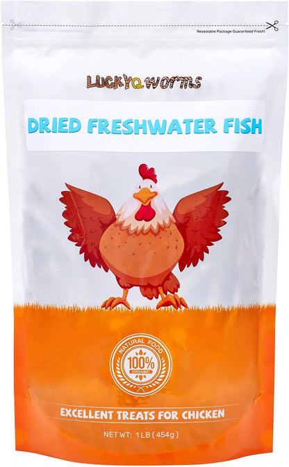 Dried Freshwater Fish, 1 Lbs Resealable Bag - Natural High-Protein Food for Turtles, Reptiles, Large Tropical Fish, Cats, Small Pets and Chicken - Crude Protein 30% Min