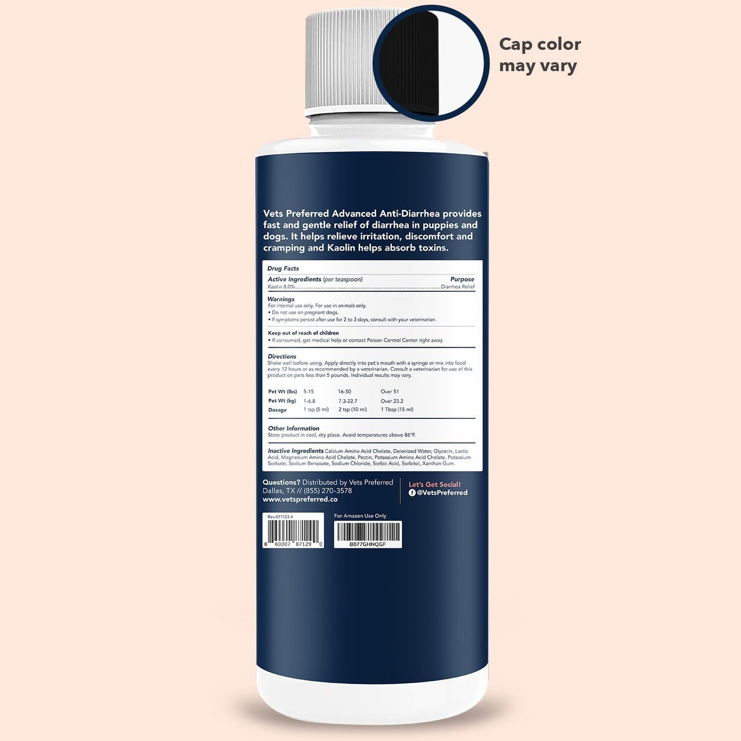 Vets Preferred Anti-Diarrhea & Gas Relief for Dogs – Kaolin Formula to Soothe Upset Stomach & Support Digestive Health – All Breed & Size Dogs – 8 fl oz Liquid – Made in USA