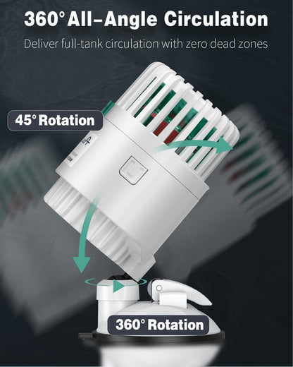 Pawfly Wave Maker for Aquarium, 1300 GPH Aquarium Powerhead, Quiet Submersible Wavemaker for 25-100 Gallon Fish Tanks, Water Circulation Pump with Strong Suction Cup Base