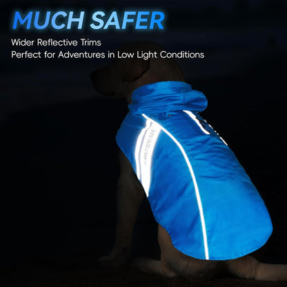 VIVAGLORY Short Dog Leash + Dog Raincoat, Rain Jacket with Harness Hole & Hood, Leash with Soft Padded Handle for Training