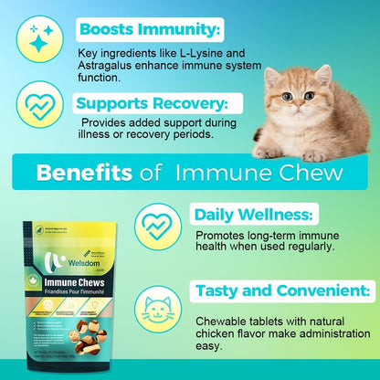 Pets Cat Immune Chews - 60 Count | Immune System Support for Cats | Antioxidant-Rich Formula with Essential Nutrients