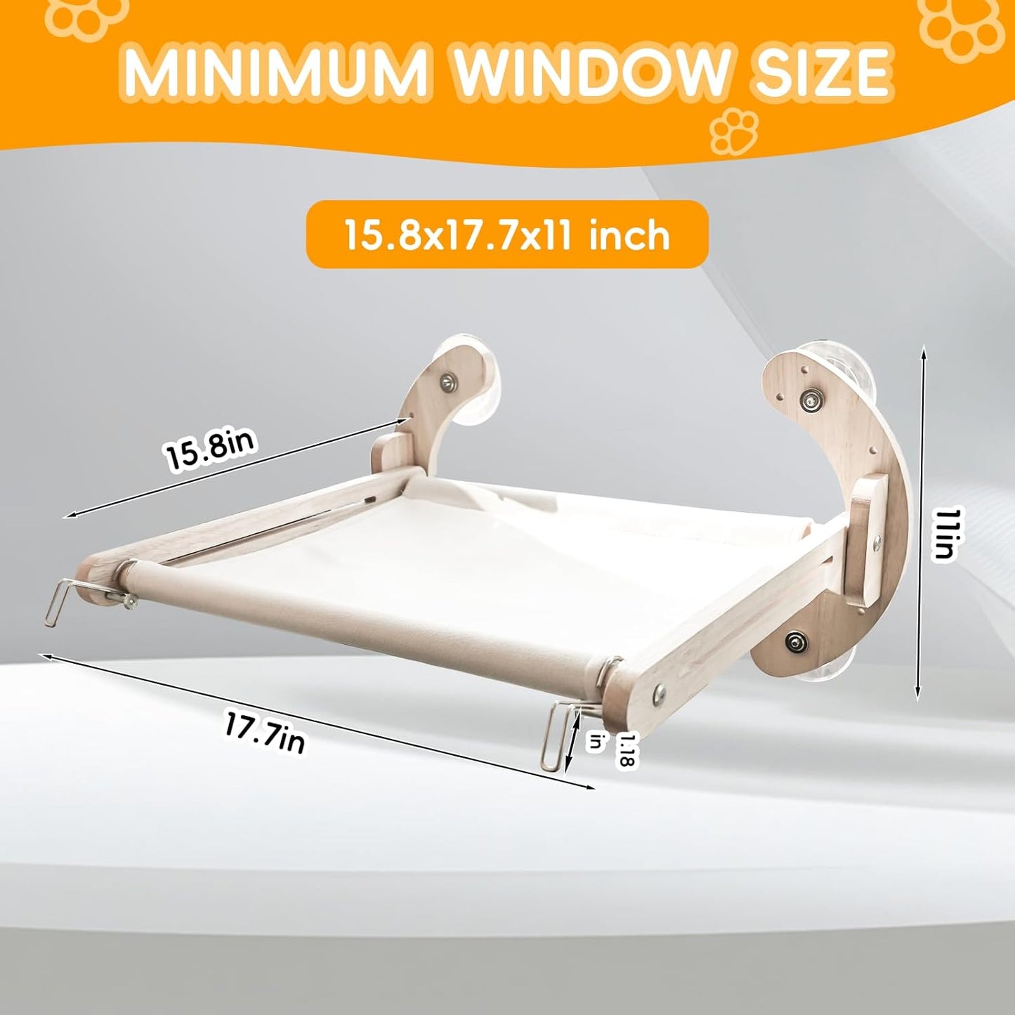 4-in-1, Wooden Cat Window Perch,cat Bed, Sturdy Oak Hammock,Suitable for Indoor Cats to Rest and Play. It can be Used as a Hammock, a Resting Area by The Window, a Cats Bed, a cat Rocking Toy