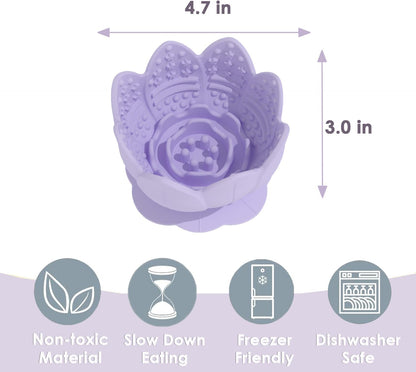 Dog Lick Bowl,Anxiety Relief Slow Feeder Dog Lick Mat Treat Dispenser, Non-Slip Licking Bowl Enrichment Toys for Small Medium Breeds Dogs (Purple, 12x12x7.6CM)