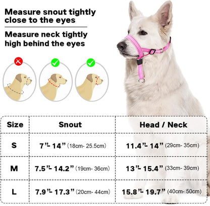 No-Pull Dog Headcollar - Reflective Halter Collar for Dogs, Padded Head Collar to Stop Heavy Pulling, Anti-Pull Muzzle Leash (Pink, Medium)