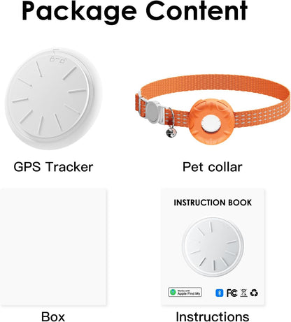 Cat GPS Tracker, Smart Cat GPS Tracker Compatible with Apple Find My App (Only iOS), No Monthly Fee, Waterproof, Breakaway Collar Included