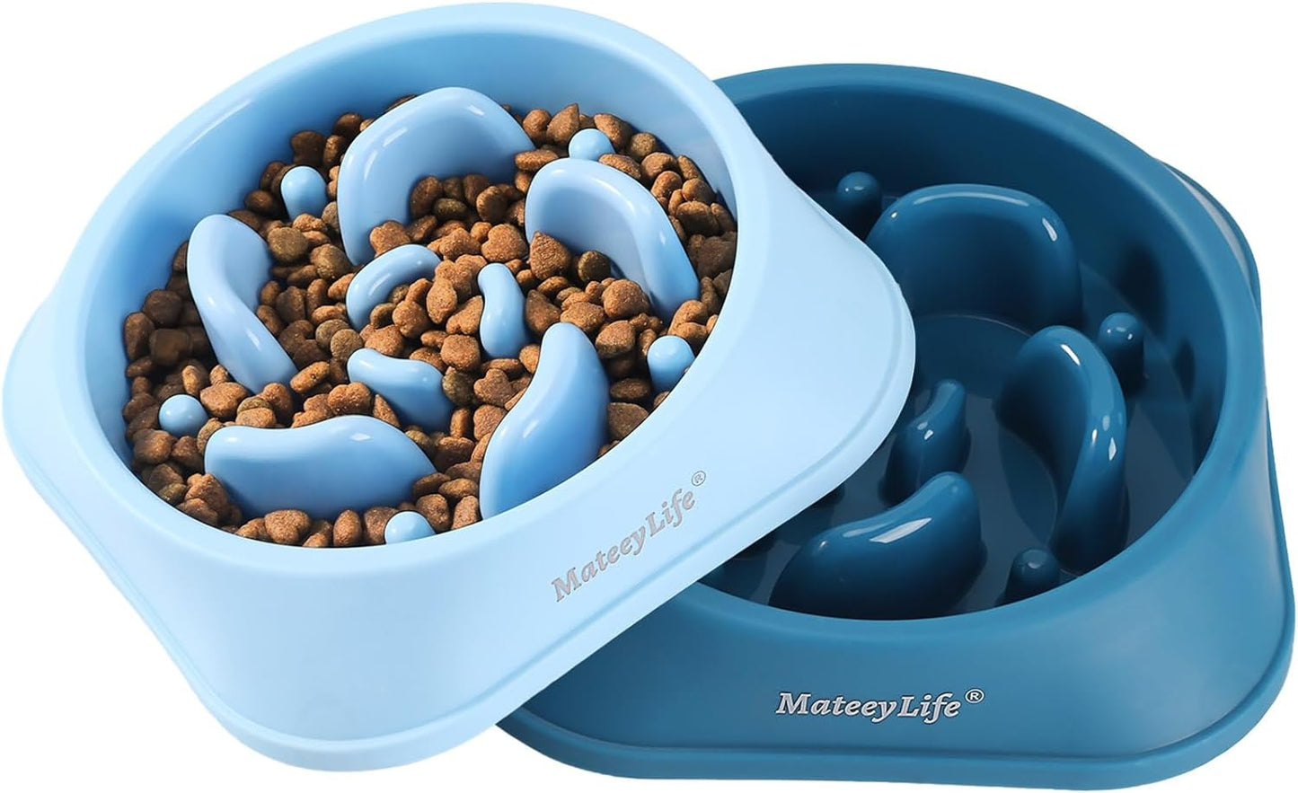 MateeyLife Slow Feeder Dog Bowls 2PCS, Anti-Choking Puzzle Dog Food Bowls, Anti-Slip Interactive Feeding Slow Down Eating, Bloat Stop Maze Dishes for Medium Breeds