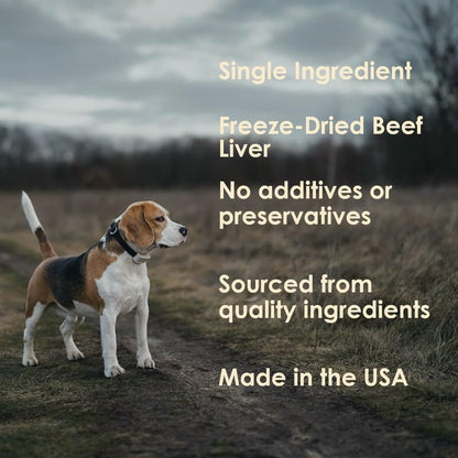 MVPChews | Single Ingredient Beef Liver Dog Treats 3.5oz | Freeze Dried Raw | Premium Quality High Protein Training Treats | No Additives | No Fillers | No Grain | Gluten Free