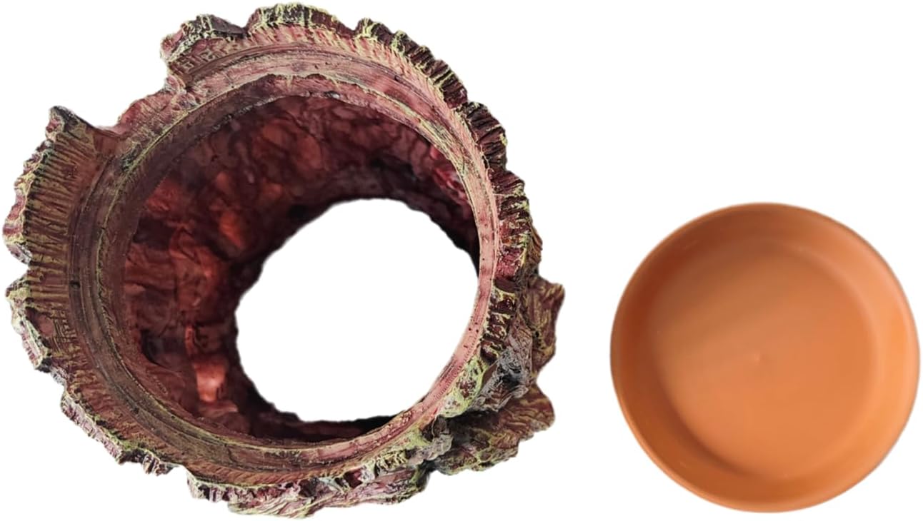 Natural Wood Log Reptile Hide Cave, Hollow Tree Trunk Design, Small Animal Habitat, Decorative Hideout for Hamsters