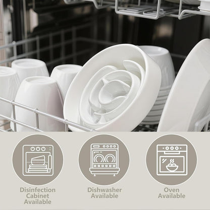 Ceramic Slow Feeder Dog Bowl,1.5 Cups Pet Slow Feeder for Small and Medium Breed,Puzzle Dog Food Dish,Anti-Gulping,Stop Bloat,Preventing Choking(White)