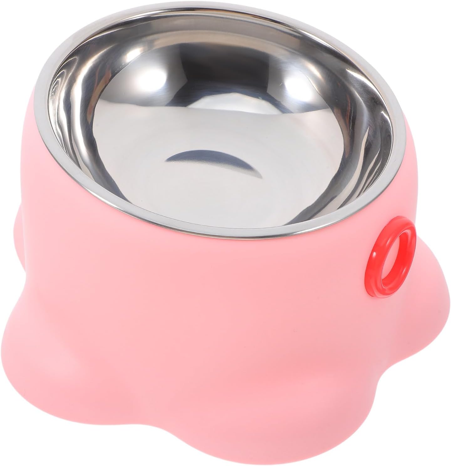 Anti-Spill Stainless Steel Cat Bowl Octopus Shape Portable Non-Tipping Pet Feeding Dish for Active Cats and Puppies, Peach Pink Non-Slip Water and Food Bowl for Travel and Home Use