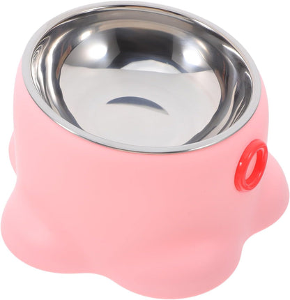 Anti-Spill Stainless Steel Cat Bowl Octopus Shape Portable Non-Tipping Pet Feeding Dish for Active Cats and Puppies, Peach Pink Non-Slip Water and Food Bowl for Travel and Home Use