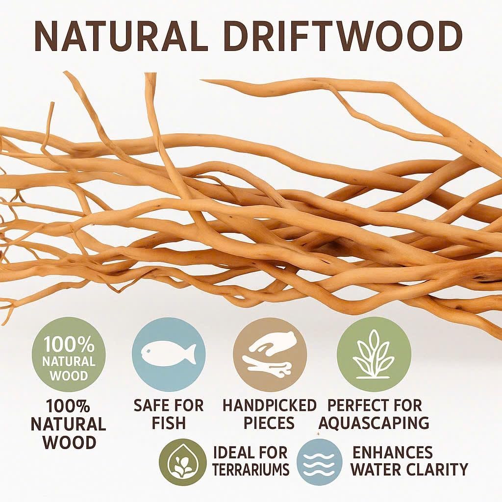 Azil Natural Aquarium Driftwood Root – Driftwood for Aquarium Decor, 170g (14″–16″), Fish Tanks, Terrariums, Aquascaping & Planted Tanks