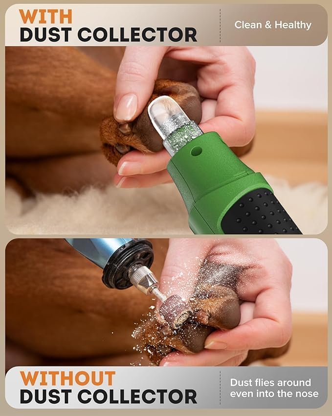 YABIFE 7-Speed Pet Nail Grinder with Light – Heavy Duty, Whisper Quiet Nail Trimmer for Dogs, Cats, Birds & Small Animals – Single-Handed Operation