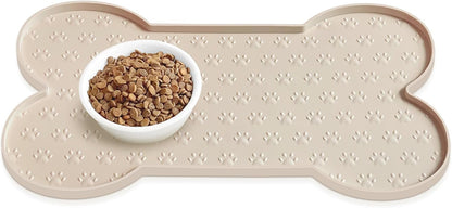 Dog Food Mat Anti-Slip Silicone Dog Bowl Mat Thicker Pet Placemat Waterproof Cat Feeder Pad with Raised Edge Puppy Kitten Feeding Mats Suitable Small Medium-Sized Dogs Cats Eating Tray