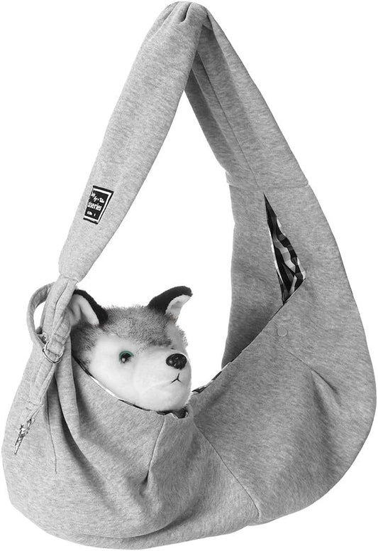 Soft Cotton Pet Sling Carrier for Cats & Small Dogs – Hands-Free Shoulder Bag, Breathable & Comfortable Tote for Outdoor Walks (Black)