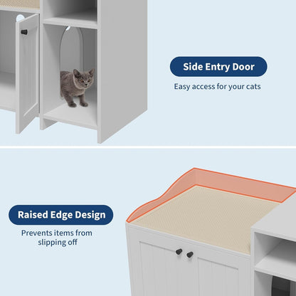 GAOMON Cat Litter Box Enclosure with Storage Shelf, Furniture-Style Hidden Litter Cabinet Dual-Door, Multi-Functional End Table for Home Use, Compatible with Most Standard Litter Boxes