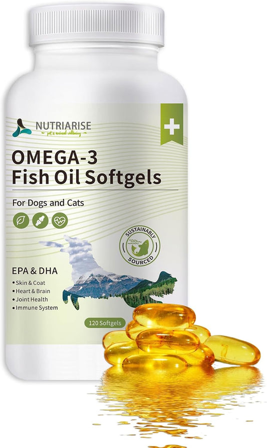 Dog Fish Oil Capsules for Large Breeds – No Spill, No Fishy Smell Softgels – Omega-3 EPA & DHA for Skin, Coat, Joints & Shedding Support