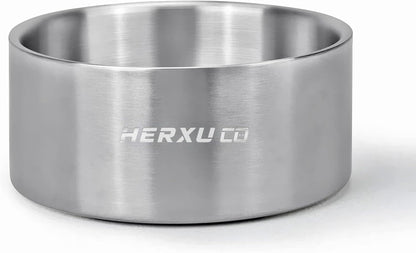 Stainless Steel Dog Slow Feeder Set – 2-in-1 Pet Bowl 64oz & Slow Feeder Ball 3.6in – Spherical Design Slows Eating & Use Separately or Together (Large)