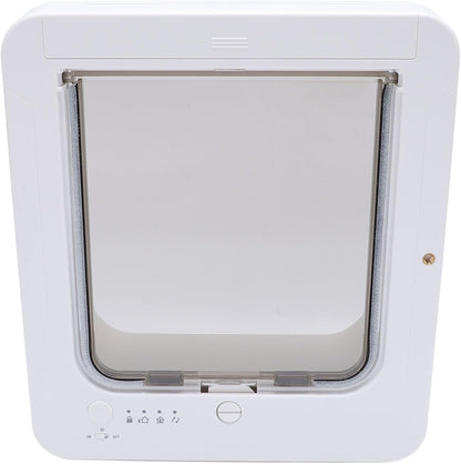 Smart Dog Door, Auto Sensing Pet Door Weatherproof 210mAh Battery for Home (White + Remote Control)