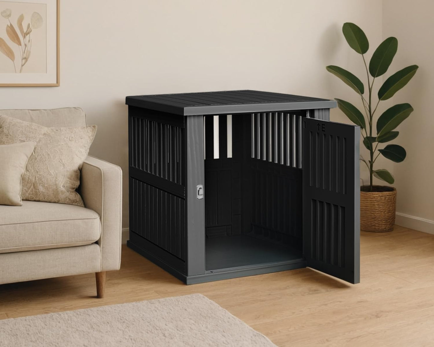 42 Inch Dog Crate Furniture Lockable Dog Kennel Indoor for Large Dogs and Medium Heavy Duty Pet Crate Decorative Pet Cage End Table, Black