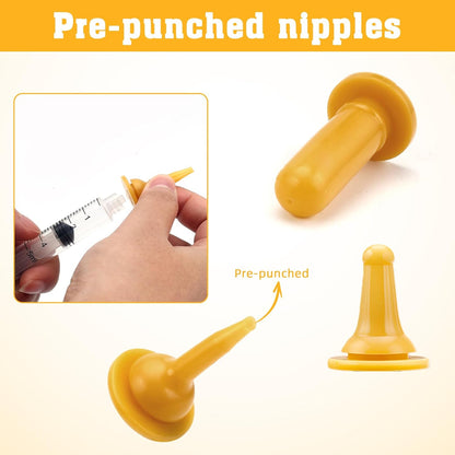 Zkptops Kitten Bottle Feeding Kit with Silicone Nipples Syringe Milk Replacement Feeding Tools for Newborn Kittens Puppies Rabbits Small Animals Pet Nursing Kit with Feeding Supplies Cleaning Brushes