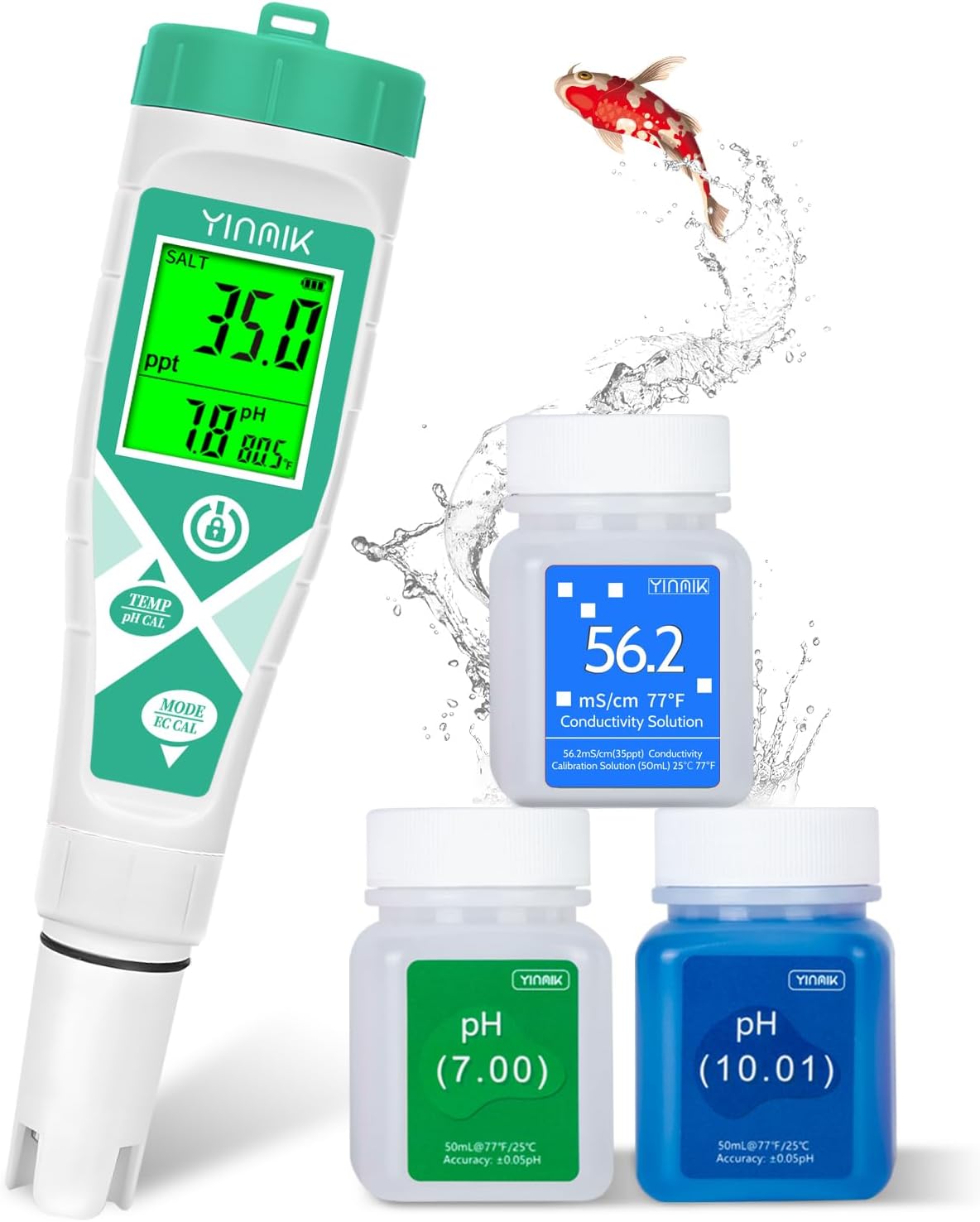 YINMIK Aquarium pH Salt Meter & Replaceable pH Probe Kits