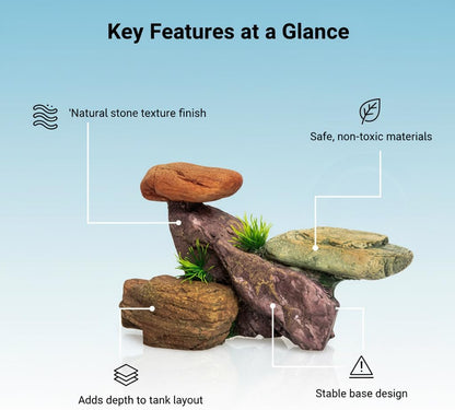 Mipukbay Large Aquarium Decor Rock, Resin Fish Tank Artificial Stone Ornament for Freshwater/Saltwater, Safe Landscape Hideout for Betta Fish, Goldfish and Aquatic Pets