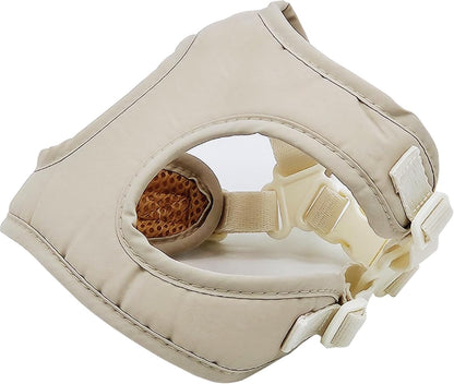 Small Dog Harness – Adjustable Soft Cotton & Breathable Mesh Pet Vest, Comfortable No-Pull Design with Stainless Steel D-Ring for Walking and Training (Beige, Small)