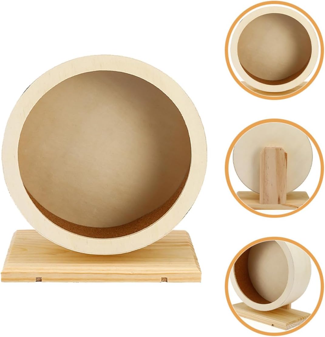 Silent Hamster Running Wheel Cork Mat Medium Wooden Exercise Wheel for Hamsters Gerbils and for Small Animal Play and Fitness